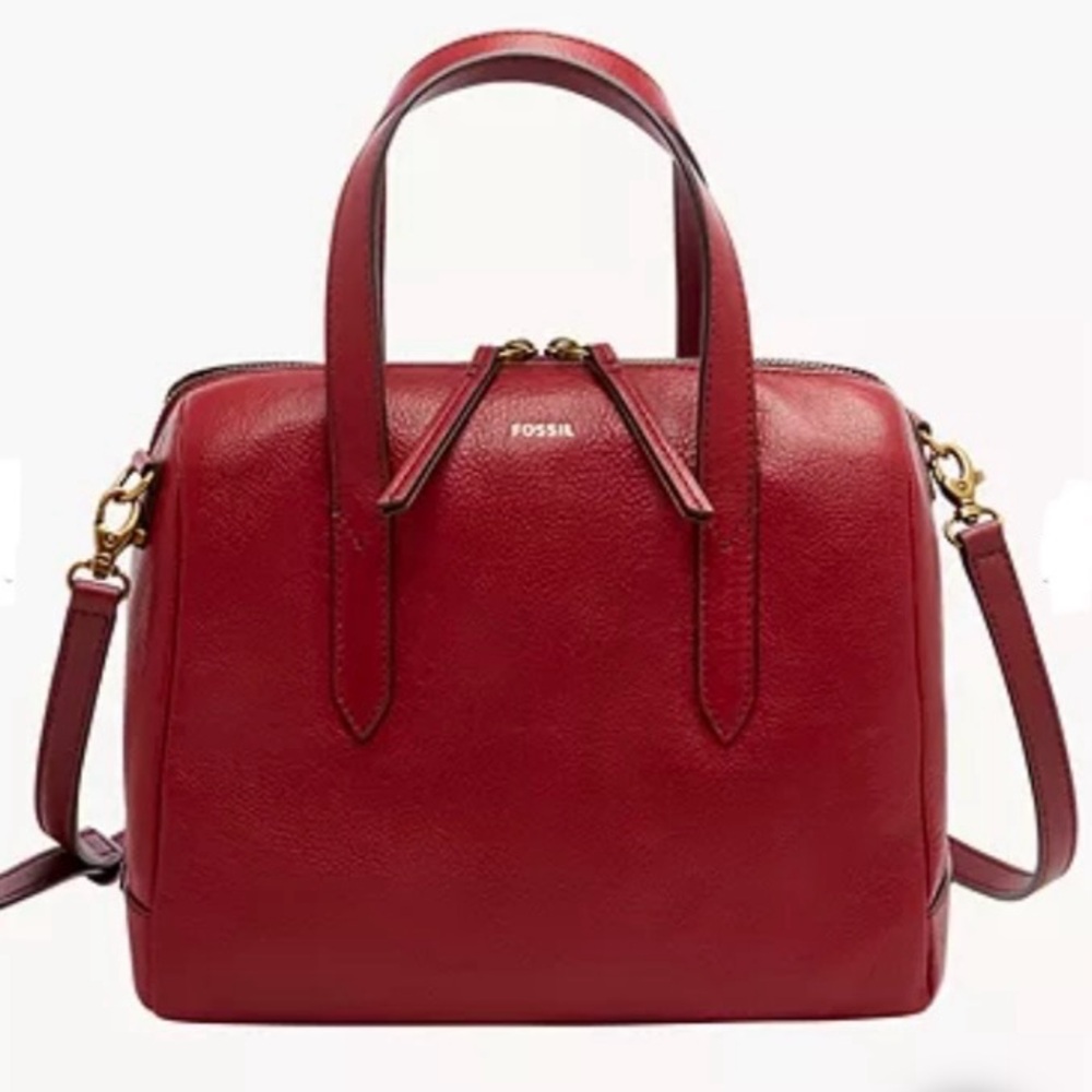 Fossil Sydney Satchel Handbag Crossbody Red